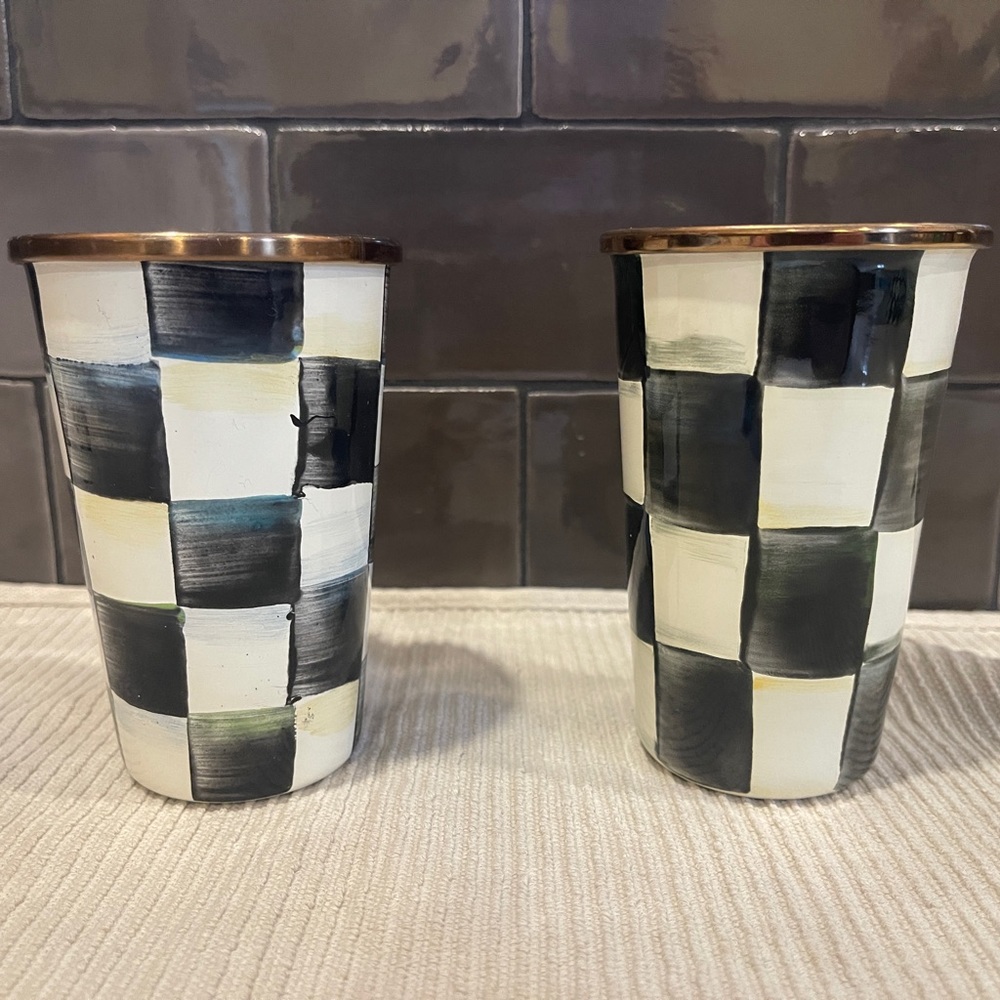 Mackenzie-Childs courtly check 10 oz tumblers